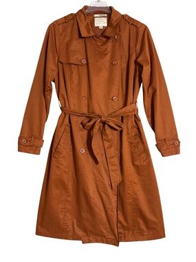 A NEW DAY Water Resistant Belted Trench Coat Sz XL Double-Breasted Burnt Orange